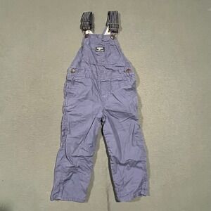 OshKosh B'gosh Kids 4T Blue Cotton Blend Overalls Dungarees Striped‎ Suspenders